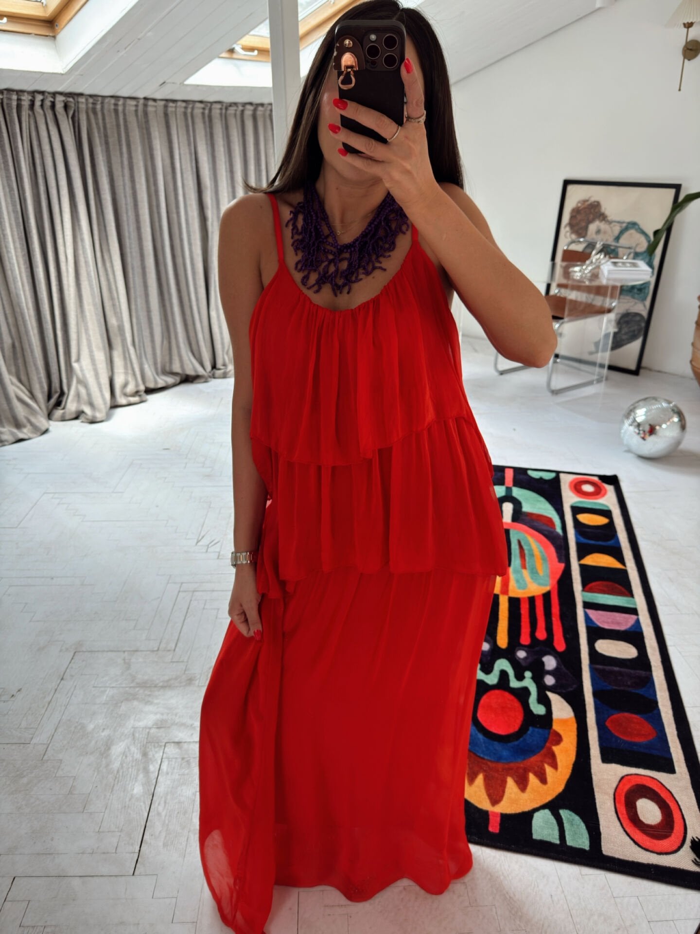 Rosso Soleil Maxi İthal Elbise