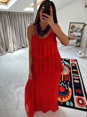 Rosso Soleil Maxi İthal Elbise
