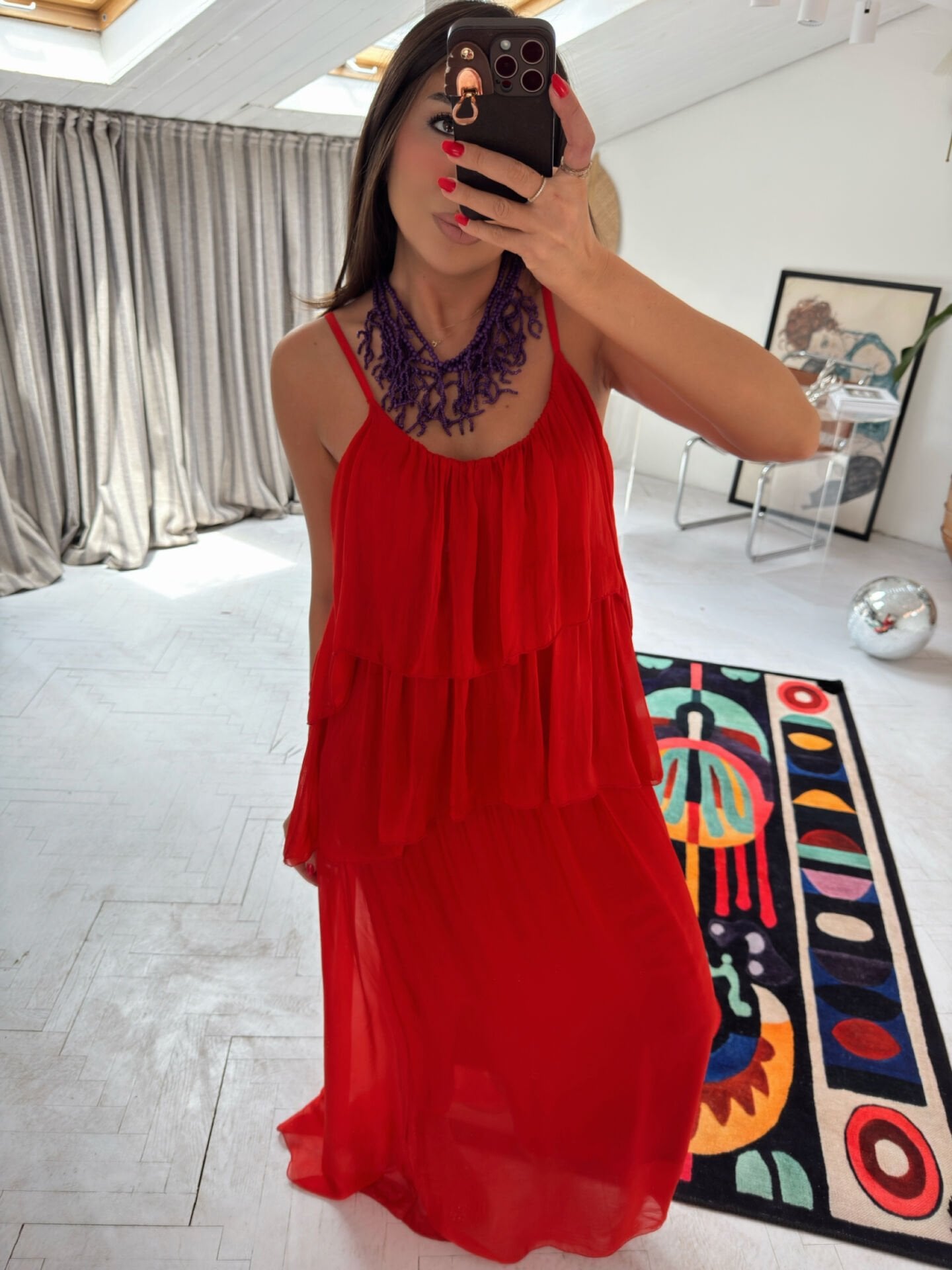 Rosso Soleil Maxi İthal Elbise