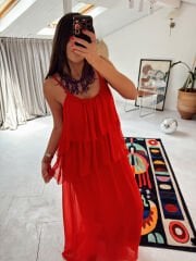 Rosso Soleil Maxi İthal Elbise