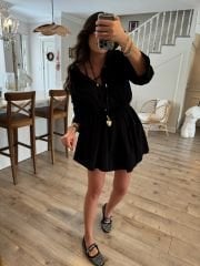 Siyah tensel şort astar elbise