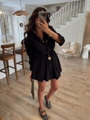 Siyah tensel şort astar elbise