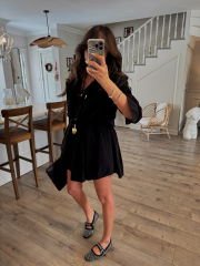 Siyah tensel şort astar elbise