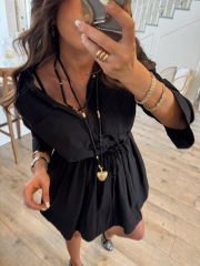 Siyah tensel şort astar elbise