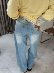 RUN& TENG İŞLEMELİ BAGGY ESKİTME JEAN