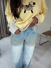 RUN& TENG İŞLEMELİ BAGGY ESKİTME JEAN