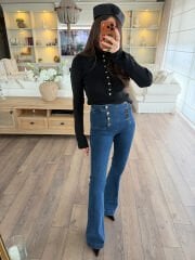 Düğmeli İspanyol Jean