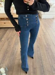 Düğmeli İspanyol Jean