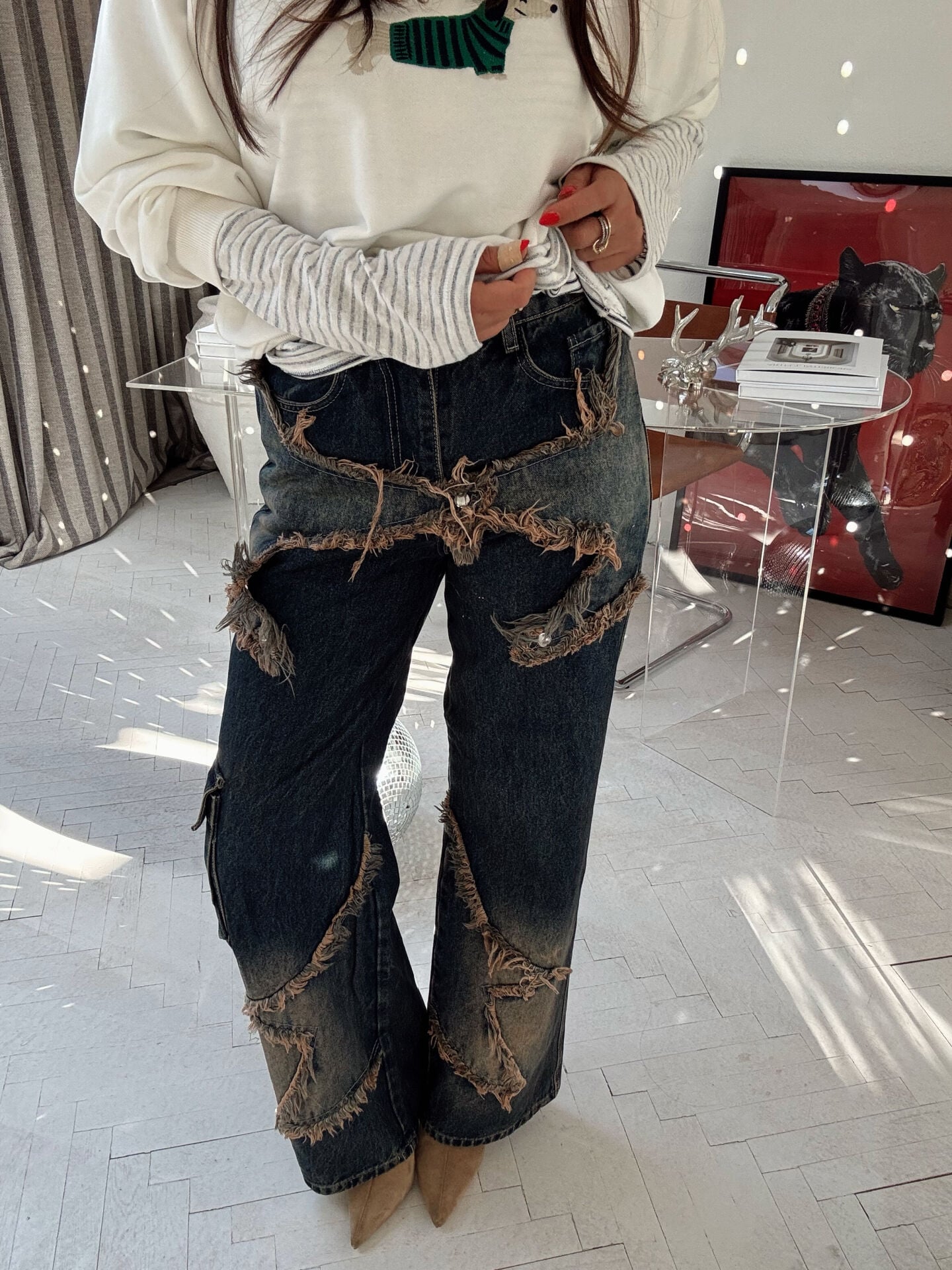 YILDIZ PARÇALI ESKİTME JEAN
