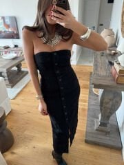 ZRA likralı denim  büstiyer elbise