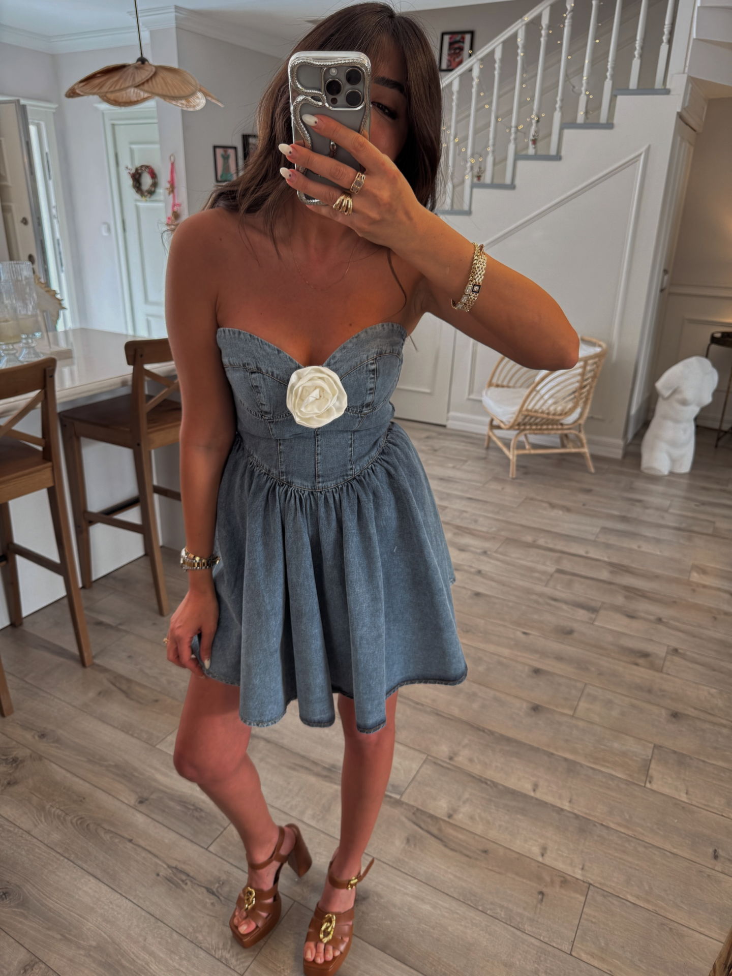 Roses Denim Denim Elbise