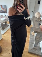 Jarse düşük omuz elbise