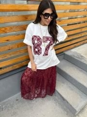 Dantel detay tshirt