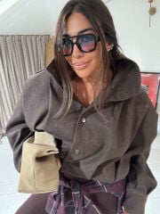 KAHVE DENIM KISA TRENCH COAT