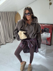KAHVE DENIM KISA TRENCH COAT