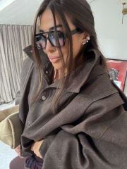 KAHVE DENIM KISA TRENCH COAT