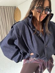 DENIM KISA TRENCH COAT