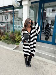 Çizgili yumoş hırka elbise