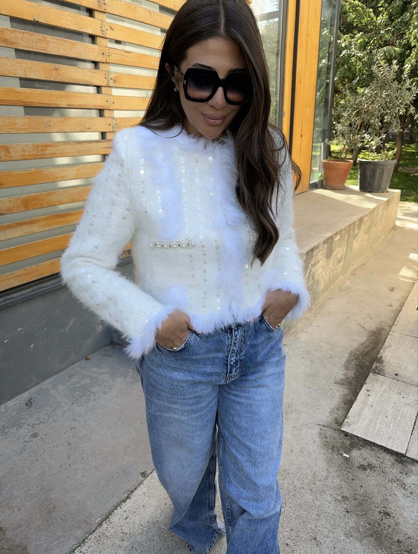 İthal, otriş ve payet geçişli, içi puffer dolgu ceket