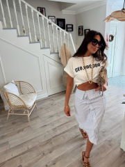 Tasarım gömlek kesim çizgili etek