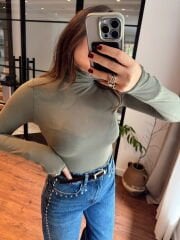 Boğazlı yarı transparan oysho kumaş bluz