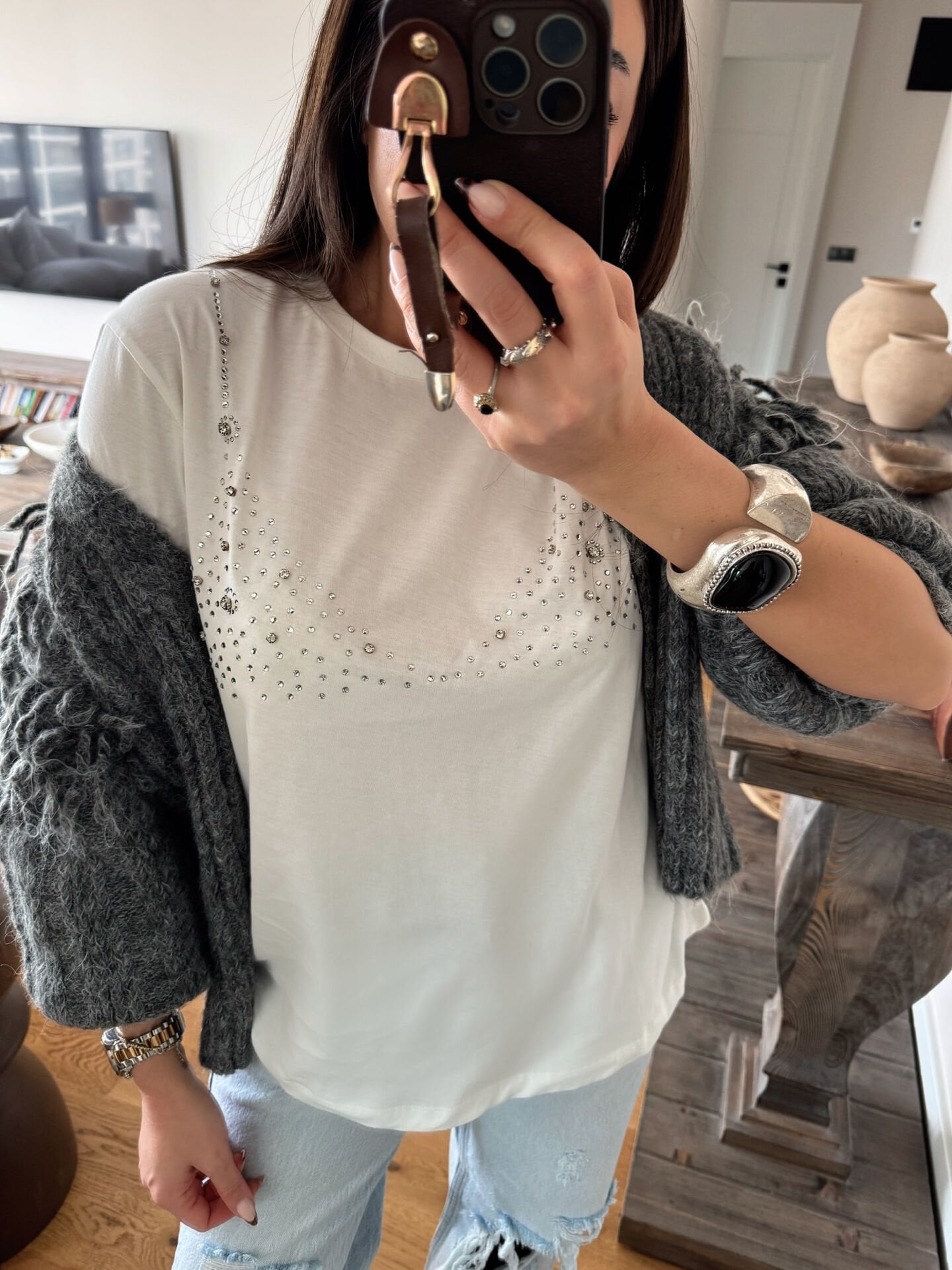 Özel Üretim Taşlı Bikini Tshirt