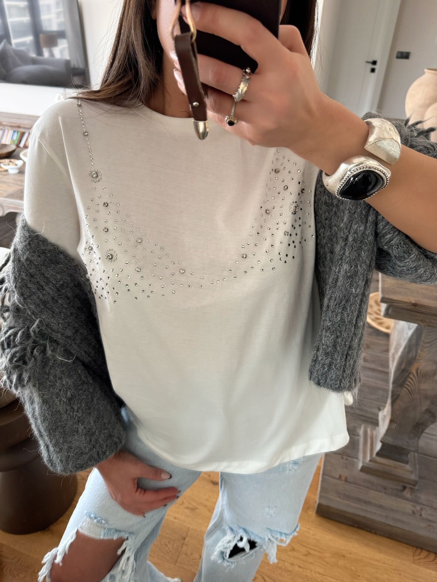 Özel Üretim Taşlı Bikini Tshirt