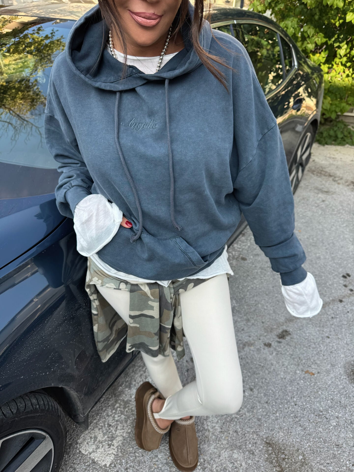 ANGEL LACİVERT YIKAMALI KAPÜŞONLU SWEAT