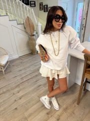 Beyaz basic unisex sweat