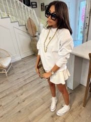 Beyaz basic unisex sweat