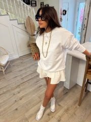 Beyaz basic unisex sweat