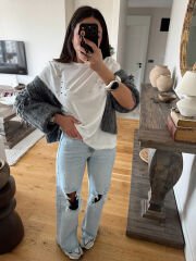 Bol paça yırtıklı eskitme jean