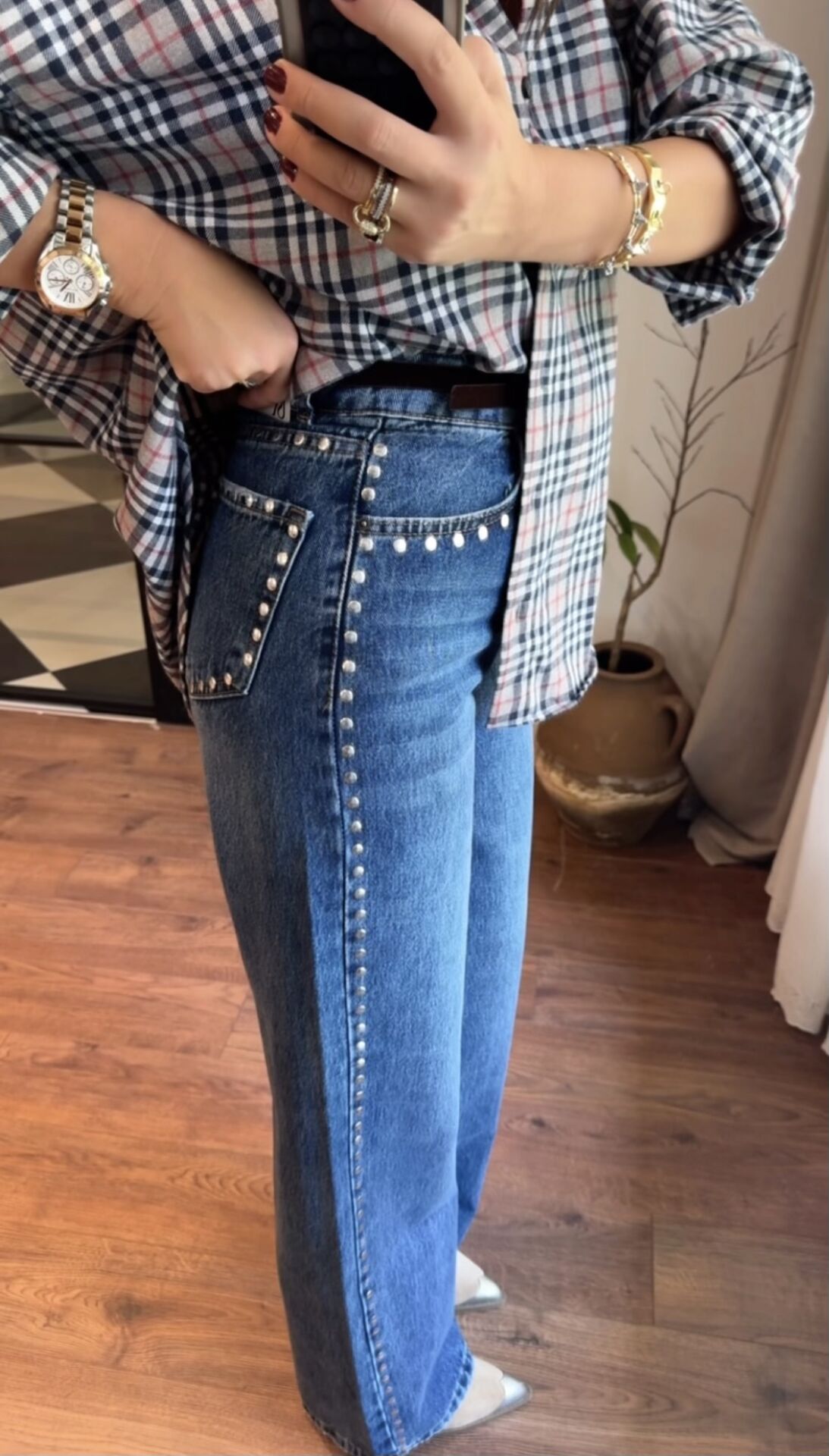 Zımbalı wide leg jean