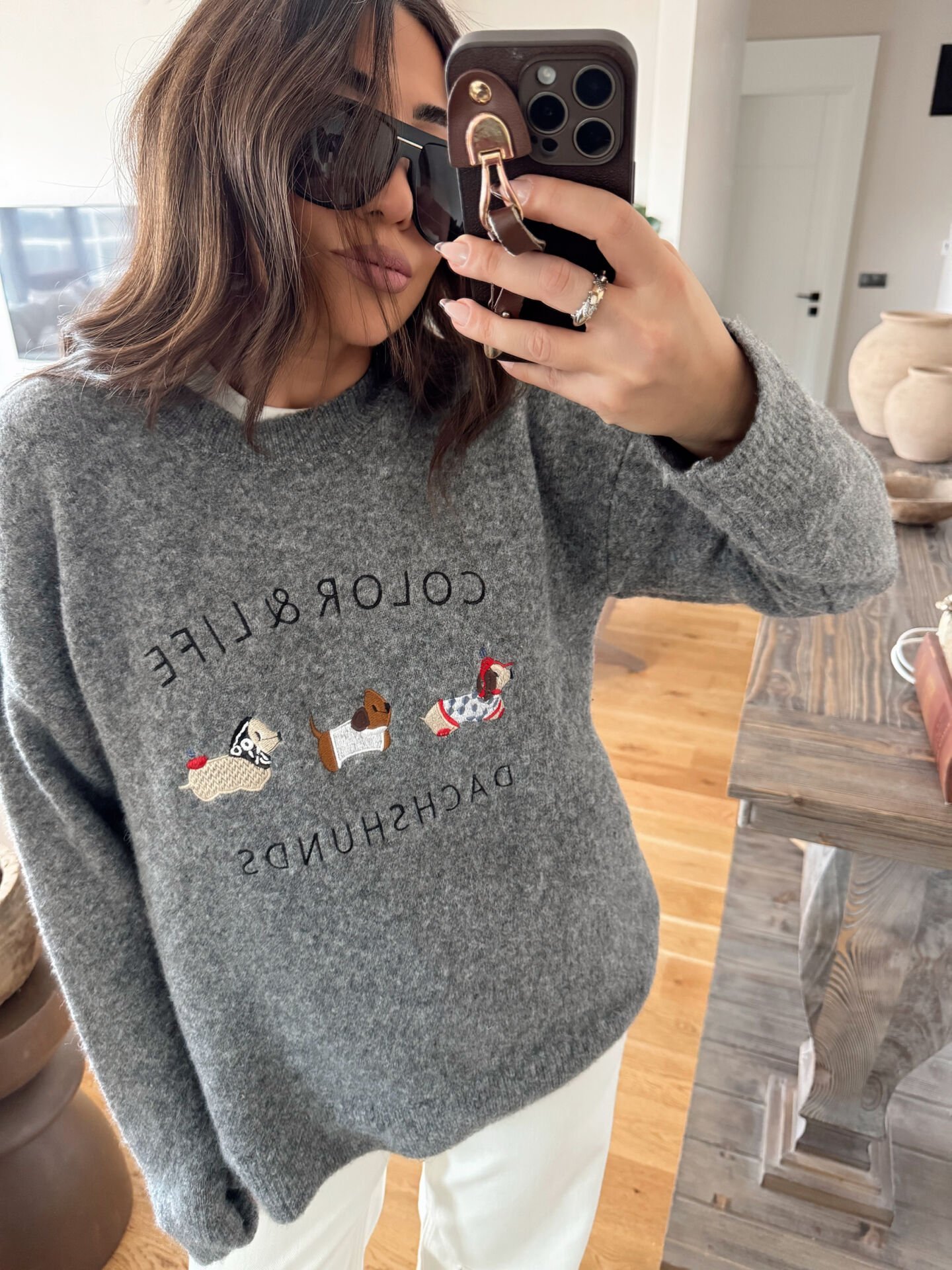 Color Life Armalı Yün Kazak Gri