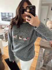 Color Life Armalı Yün Kazak Gri