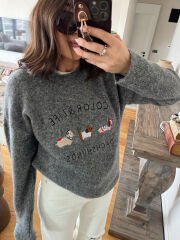 Color Life Armalı Yün Kazak Gri