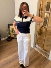 Yüksek Bel Beyaz Jean