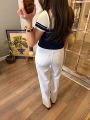 Yüksek Bel Beyaz Jean