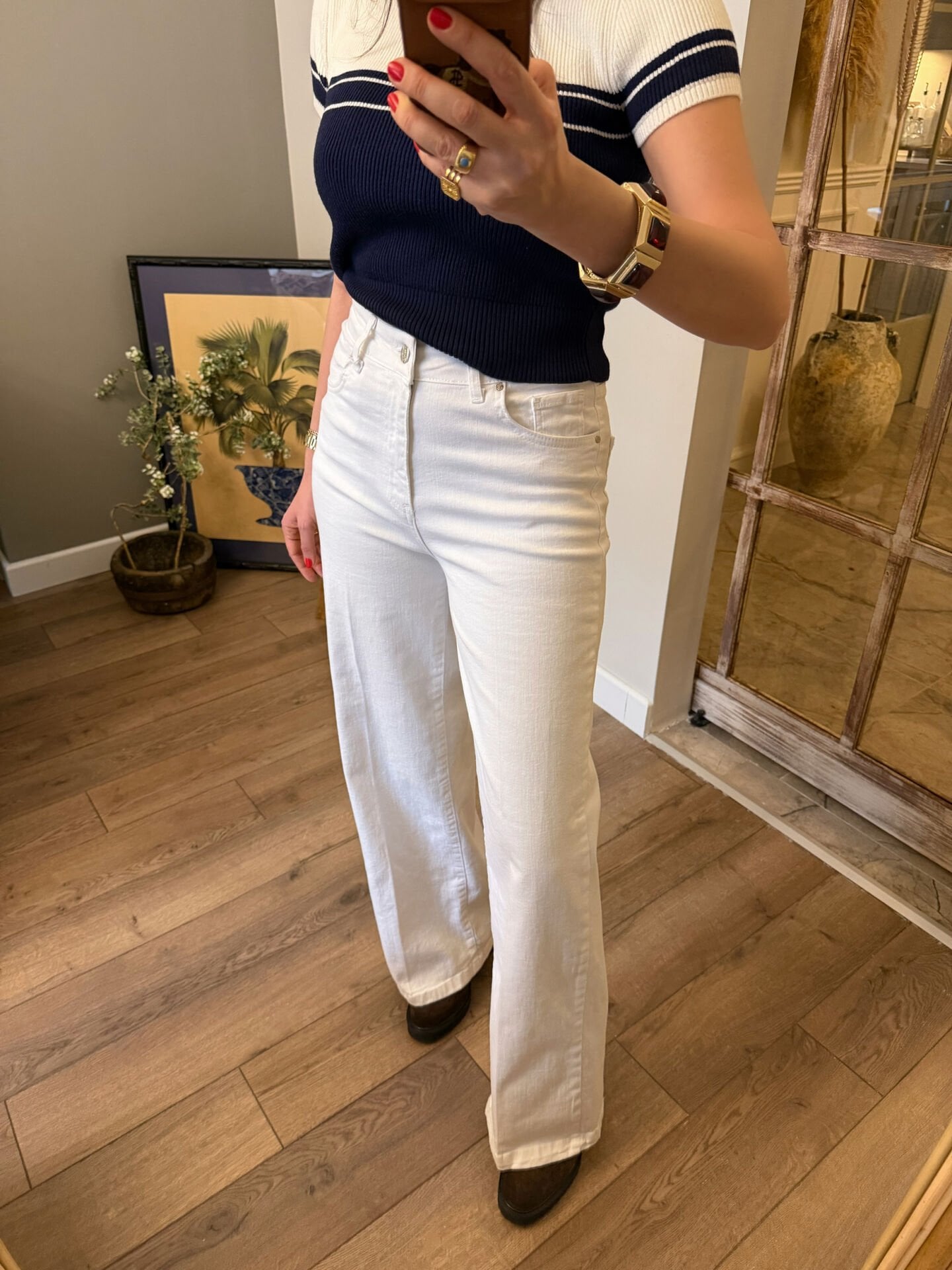 Yüksek Bel Beyaz Jean