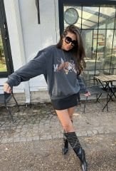 Tiger yıkamalı sweatshirt