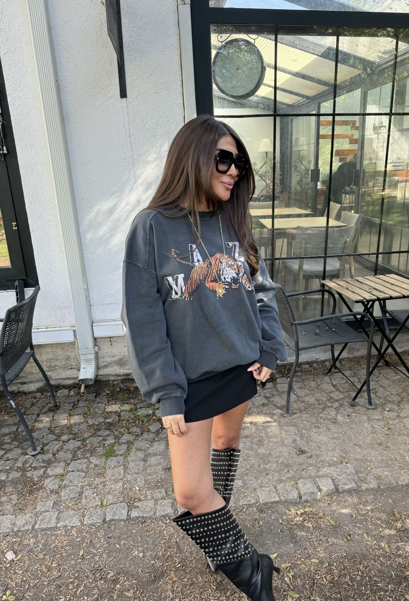 Tiger yıkamalı sweatshirt