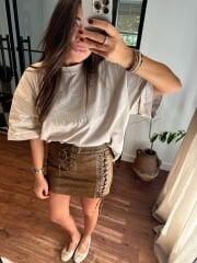 Özel üretim vizon oversize baddie taşlı tunik tshirt