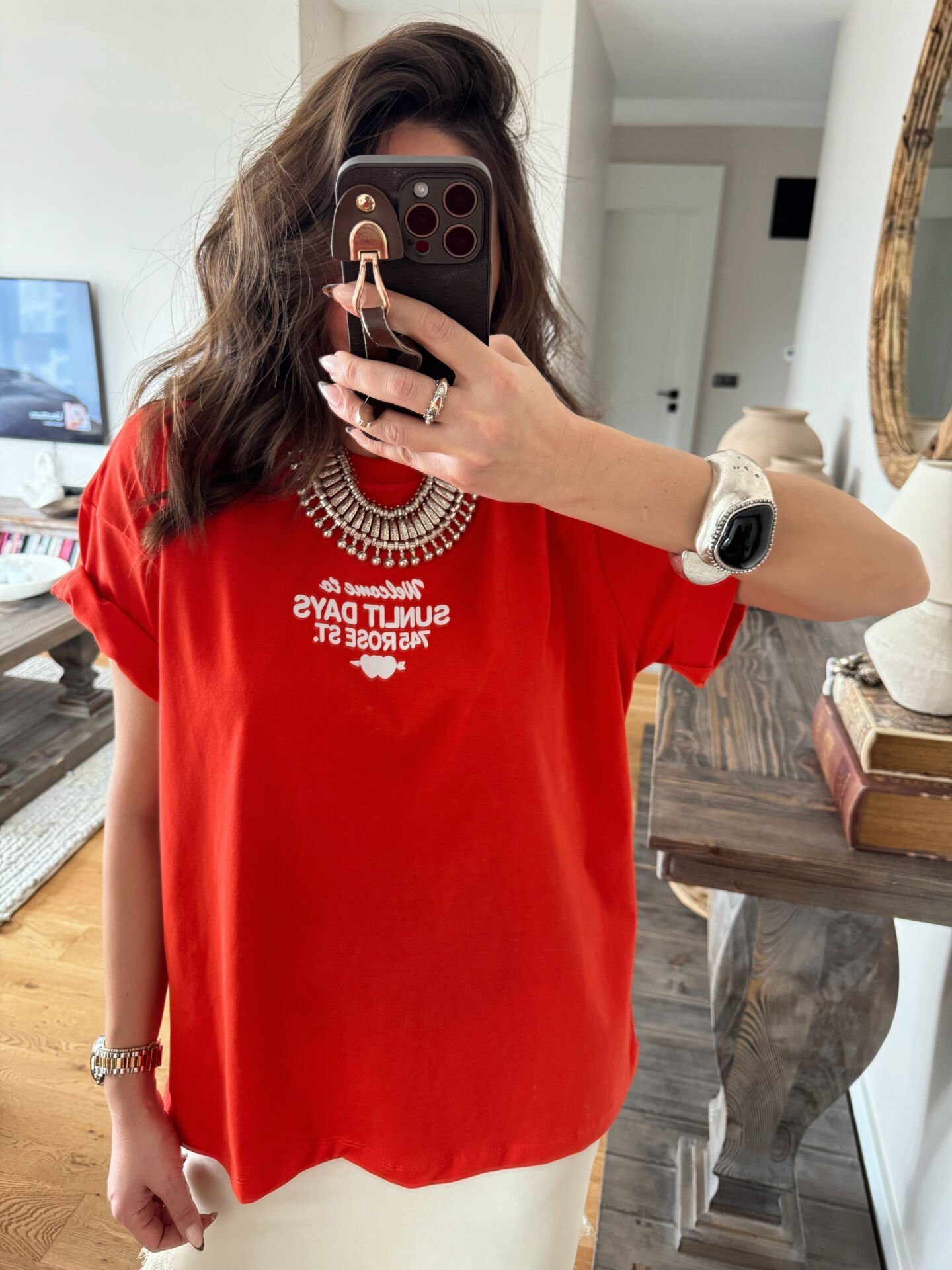 Sunlit Nar Çiçeği Basic Tshirt