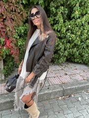 İpek dantel yanları kısalan vizon maxi etek