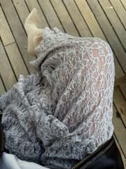 İpek dantel yanları kısalan vizon maxi etek