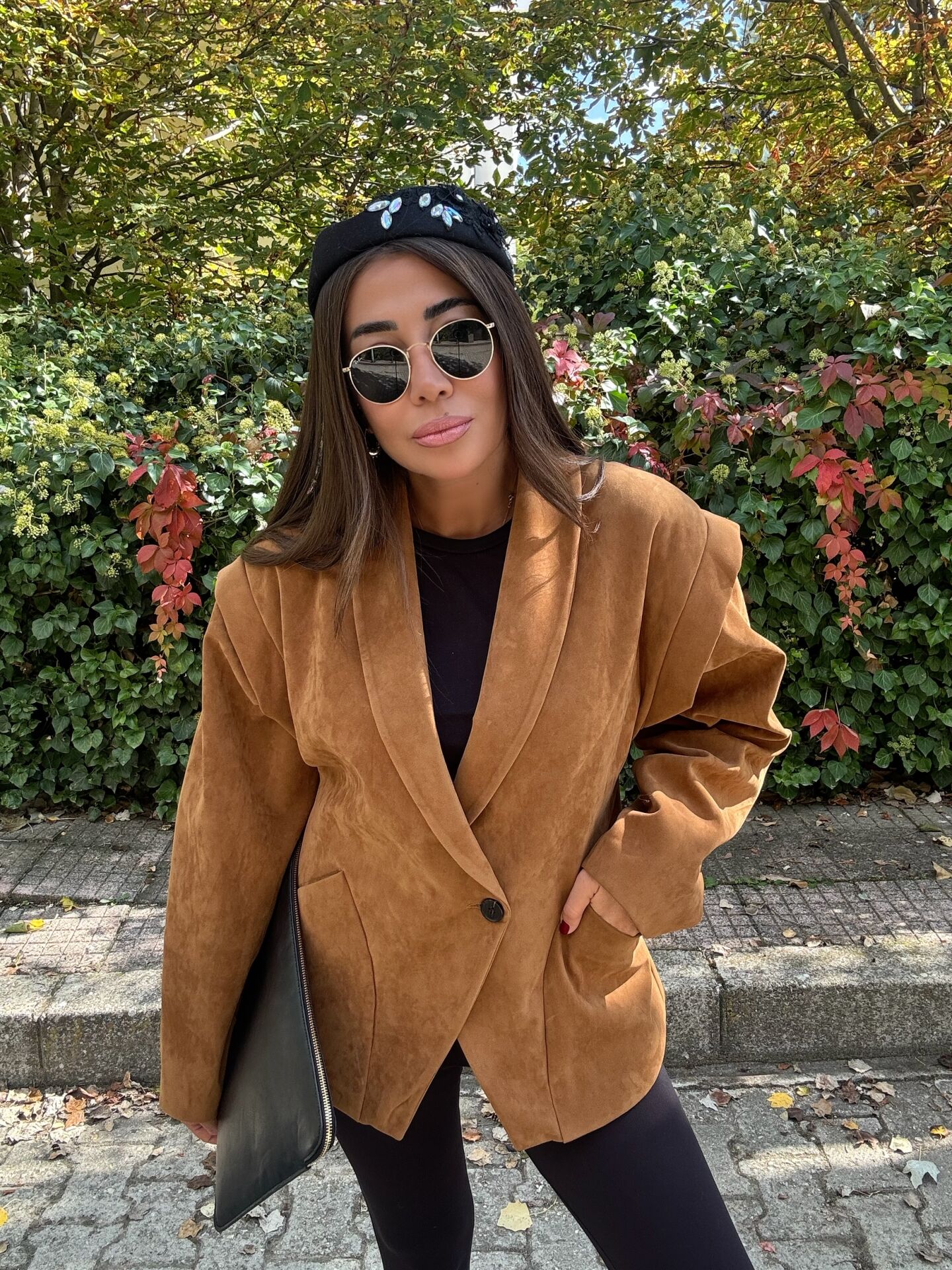 Premium Özel Üretim Taba Nubuk Belden Oturan Ceket