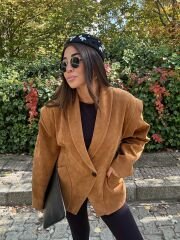 Premium Özel Üretim Taba Nubuk Belden Oturan Ceket