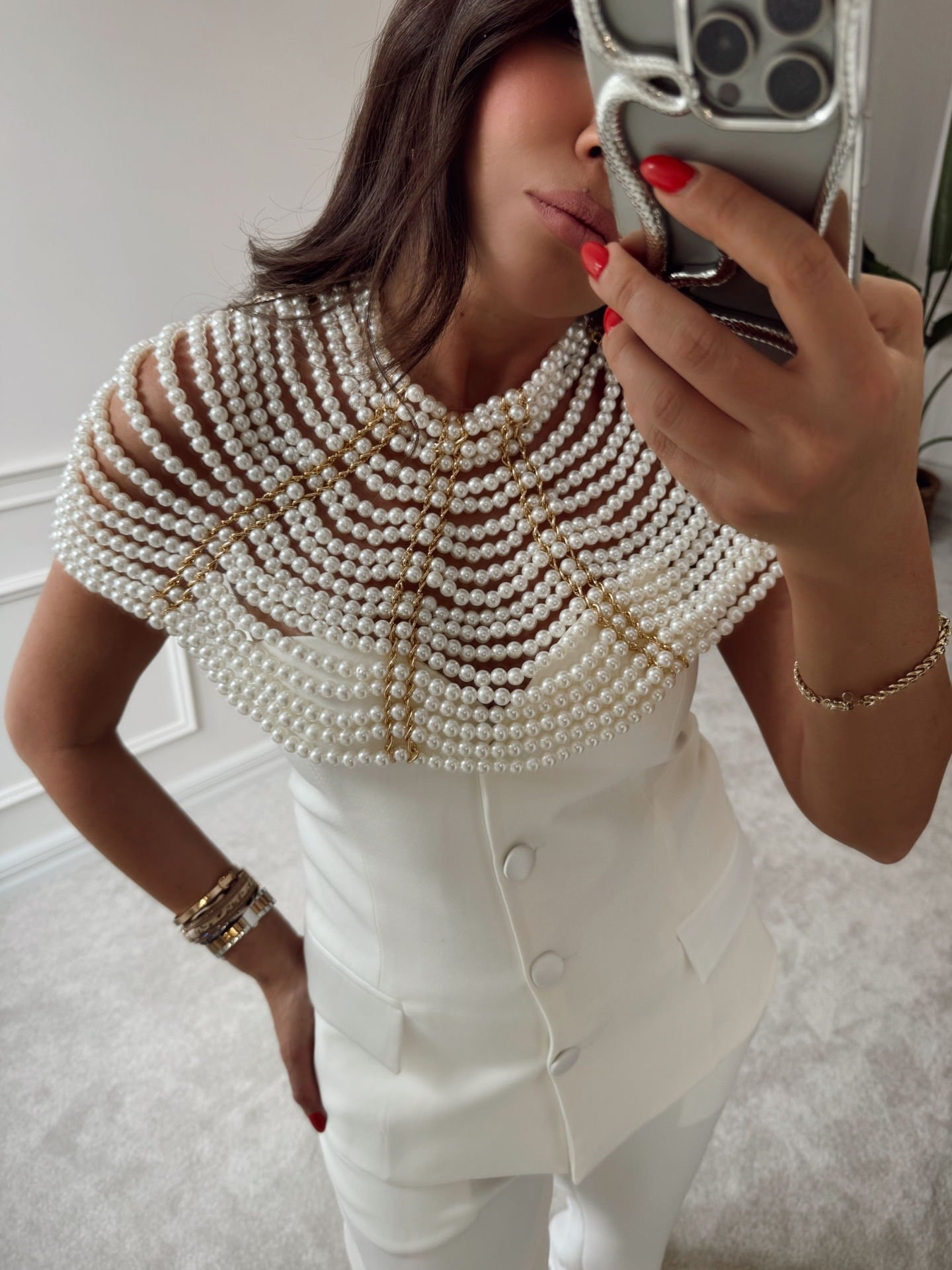 İthal incili omuz ve boyun aksesuarı