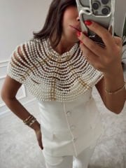 İthal incili omuz ve boyun aksesuarı