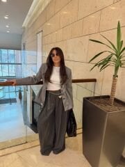 Çizgili Maskülen Palazzo Pantolon